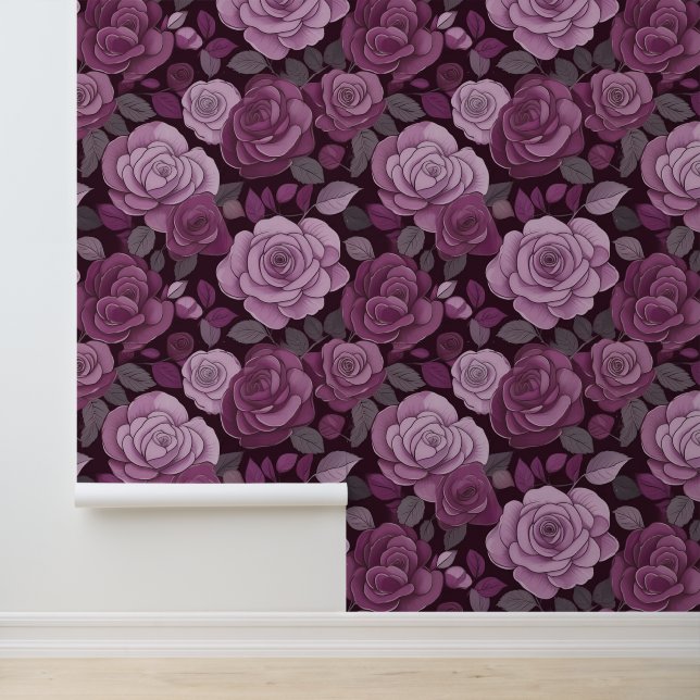 Papier Peint Roses floraux gris rose (Application)