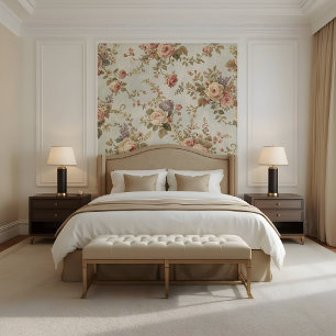 Papier Peint Roses Romantiques & Guirlande de Fleurs Sauvages V