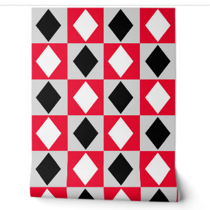 Papier Peint Rouge noir blanc diamant Rhombus
