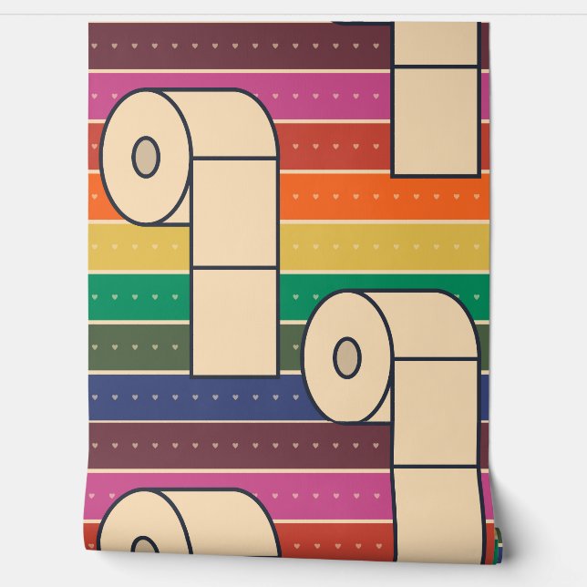 Papier Peint Roulettes de toilette en gras sur bandes arc-en-ci (Déroulement)