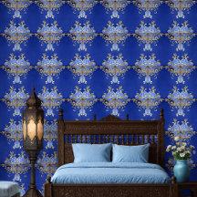 Royal Blue et or Arabesque Motif ornemental