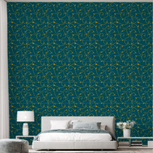 Papier Peint Royal Gold sur Gold Vine Abstraite ligne Feuille