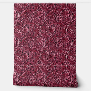 Papier Peint Rustique Bordeaux en cuir à outils