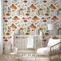 Rustique Retro Floral Champignons Jardin Fabric Mo
