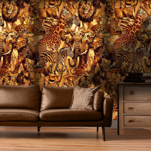 Papier Peint Safari d'idées sauvages - Collage d'animaux ID1160