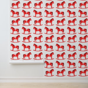 Papier Peint Scandinave Noël Cheval Rocking Motif