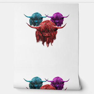 Papier Peint Scottish Highland Cow Colorful Herd Classic T-Shi