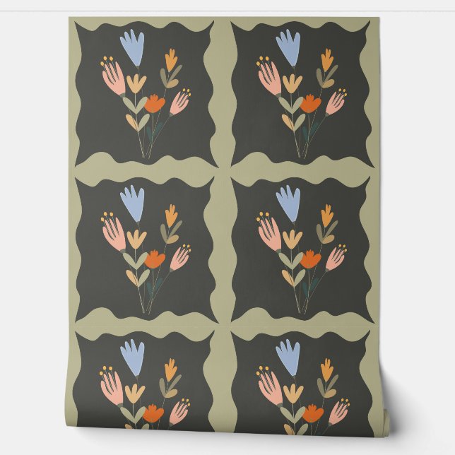 Papier Peint Seamless botanical vector pattern with flower bouq (Déroulement)