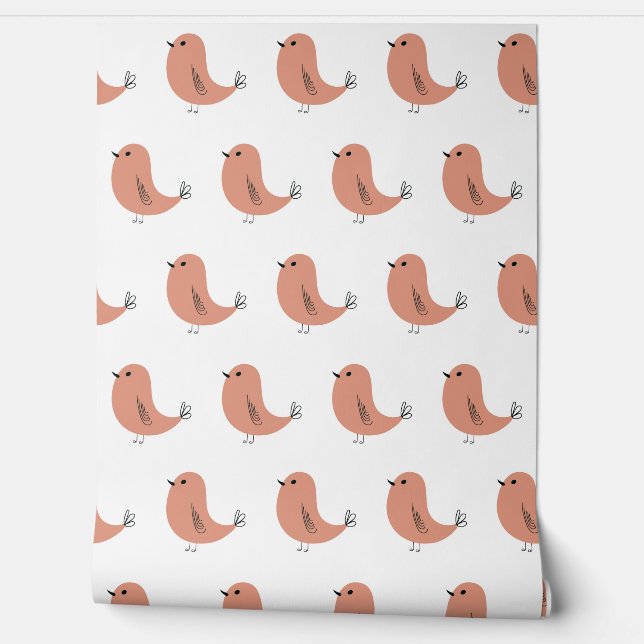 Papier Peint  Seamless minimalist vector pattern of cute birds (Déroulement)