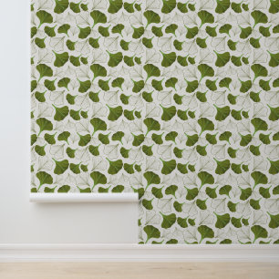 Papier Peint Serene Gingko Modèle floral blanc