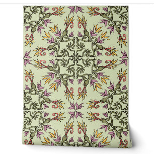 Papier Peint Serpents verts Floral Mandala Imaginaire botanique