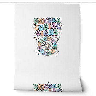 Papier Peint Signe du zodiaque licorne Kawaii Design vectoriel_