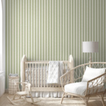 Simple Chambre Verte Sage À Motif Rayures