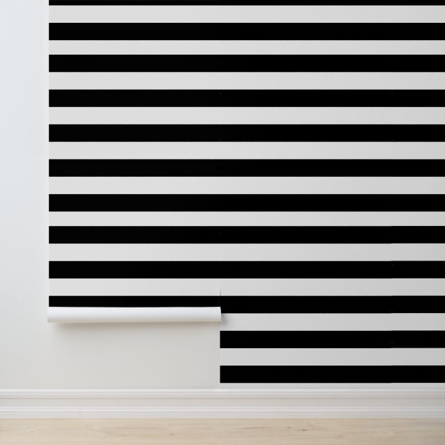 Papier Peint Simple Motif de rayures noir et blanc (Application)