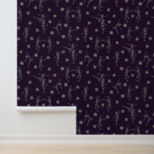 Papier Peint Skeletons Dansants Foncé Violet