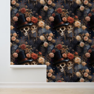 Papier Peint Skeletons de baiser crânes gothiques roses