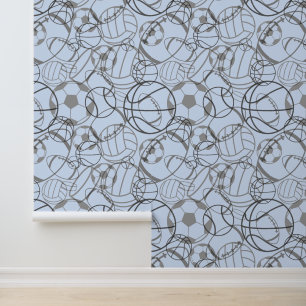 Papier Peint Sketchy Sports Balls Design abstrait