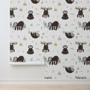 Papier Peint Sleepy Sweet Sloth Motif