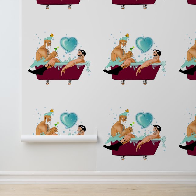 Papier Peint SlipperyJoe's deux gays hommes aiment la baignoire (Application)