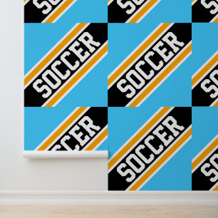 Papier Peint SOCCER Sportif Azure Blue Yellow Black Stripes