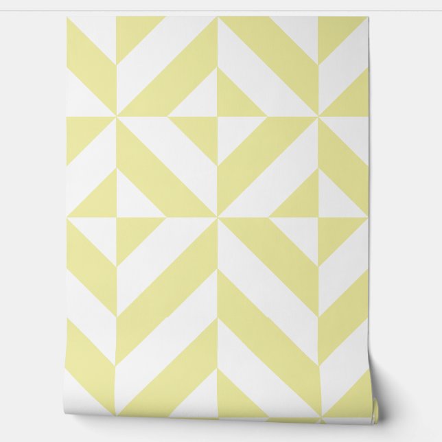 Papier Peint Soft Yellow Geometric Art Deco (Déroulement)