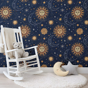 Papier Peint Soleil Céleste Lune Étoiles