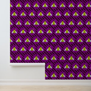 Papier Peint Sorcier abeille magique Halloween Rayure violette 