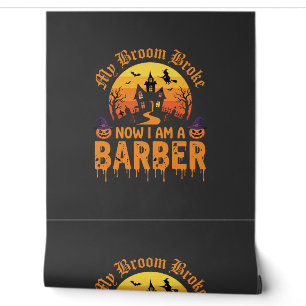 Papier Peint Sorcière de barbier d'Halloween Balai Cassé Maison