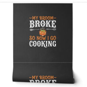 Papier Peint Sorcière d'Halloween Cuisine Balai Cassé Conceptio