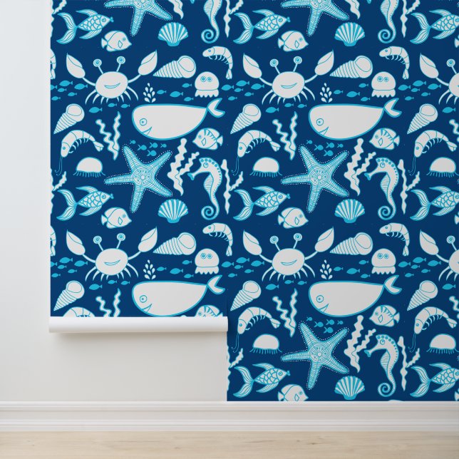 Papier Peint Sous la mer Poisson d'étoiles de mer Crabe de bale (Application)