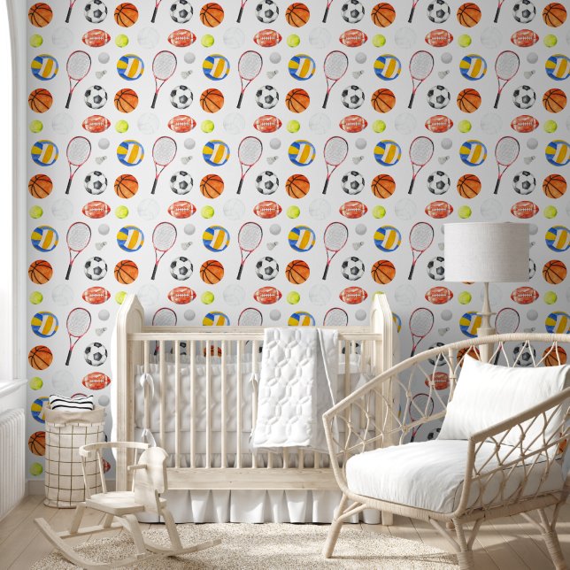 Papier Peint Sport Athlétisme Boules Salle d'enfant Nursery Pee (Enfants)