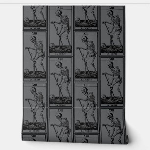 Papier peint squelette - Décor gothique - Gris - L