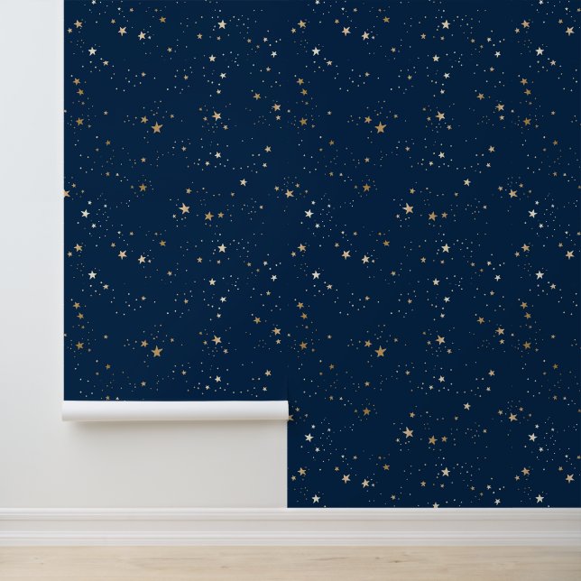 Papier Peint Star d'or sur le Motif de nuit bleu (Application)