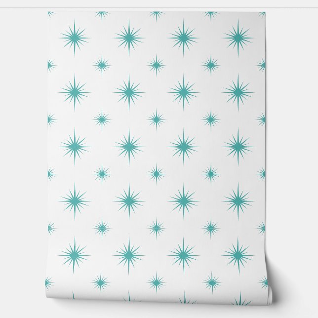 Papier Peint Starburst atomique turquoise Motif du milieu du si (Déroulement)