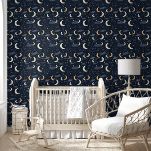Papier Peint Stars Lune Céleste Luxueux