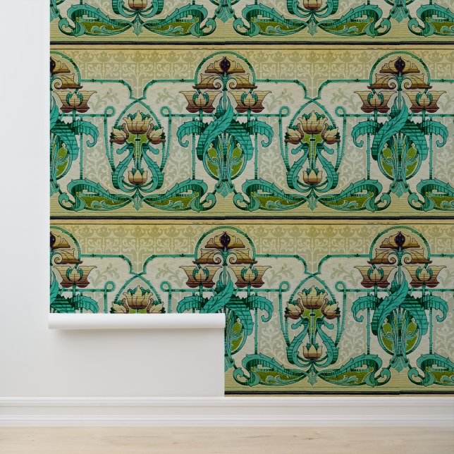 Papier Peint Style Art Nouveau Acanthus Bouquet Fleurs Motif (Application)