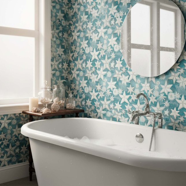 Papier Peint Stylized Starfish & Sand Dollars Pattern#25 ID1009 (Créateur téléchargé)