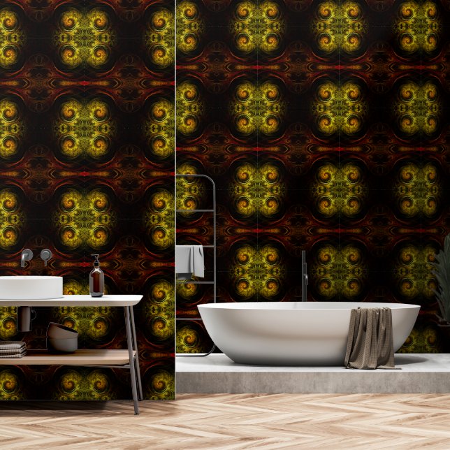 Papier Peint Sunrise Floral Red Abstrait Art (Salle de bain)