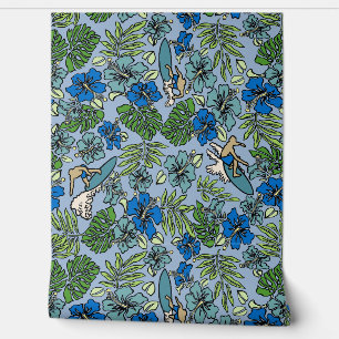 Papier Peint Surf Pareau Hawaiian Hibiscus Surf Blue Multi