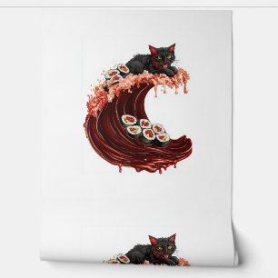 Papier Peint Sushi Cat Dreams - Quirky Japonais Food Kitty