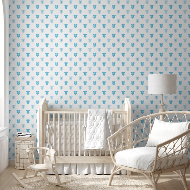Papier Peint Sweet Baby Boy Blue Fashion Motif Nursery (Enfants)