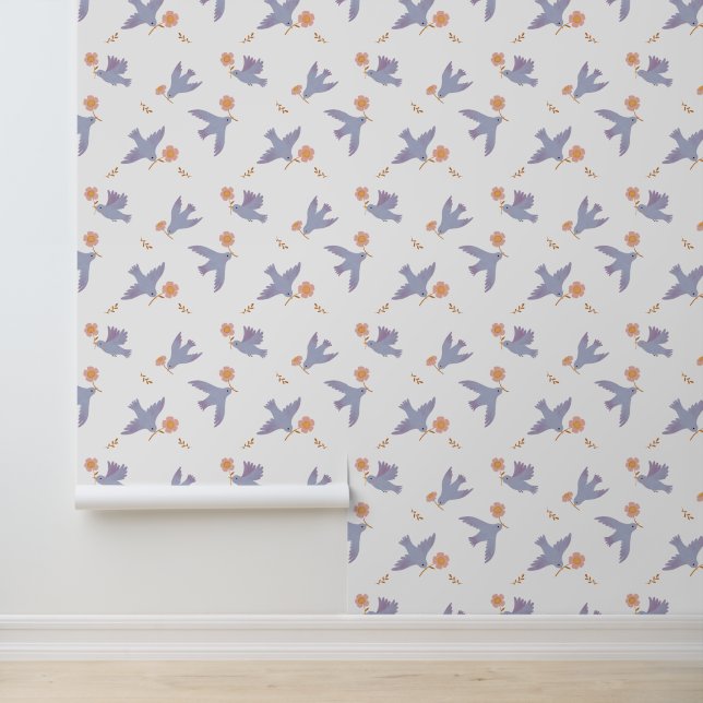 Papier Peint Sweet Bluebird avec pouponnière à fleurs (Application)