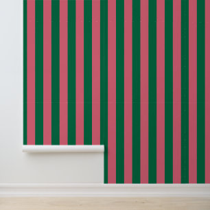 Papier Peint Sweetheart Rose Pickle Rayure Verte