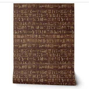 Papier Peint Symboles égyptiens Thème Égypte Or et Brown