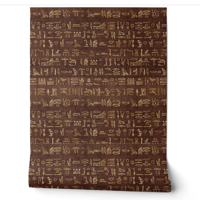 Papier Peint Symboles égyptiens Thème Égypte Or et Brown (Déroulement)