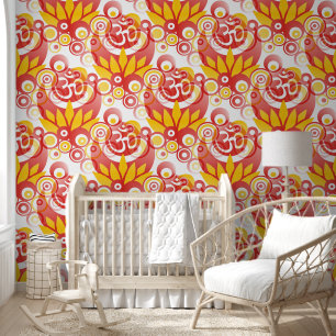Papier Peint Symboles spirituels Om Lotus - motif sans soudure