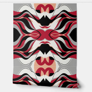 Papier Peint Symmetrical Red and Black Abstract Flow Pattern