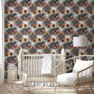 Papier Peint Symphonie Boho Peacock & Sunflower