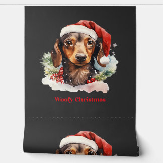 Papier Peint T-shirt de chien Daschund Noël Chapeau de Père Noë