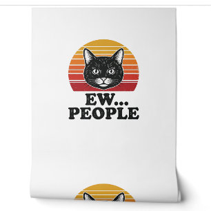 Papier Peint T-shirt drôle de chat noir Ew personnes rétro couc
